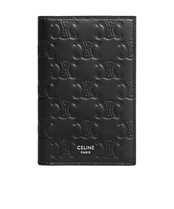Vertical Card Holder In Calfskin With Triomphe Embossed