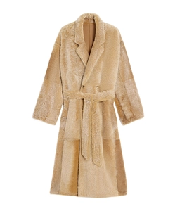 Wrapped Coat In Lamb Shearling