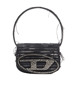 Diesel 1-Dr Embellished Distressed Denim Shoulder Bag