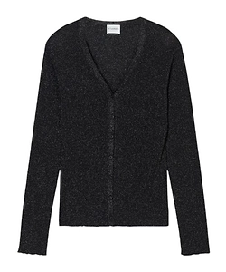 Metallic-Effect Ribbed Cardigan