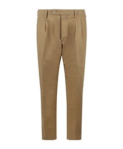 Pleated Stretch-Cotton Pants