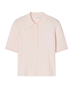 Closed Ribbed Short-Sleeve Knitted Top