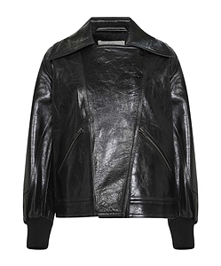 Co Asymmetric Textured Leather Coat