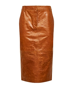 Brandy Textured Leather Midi Skirt