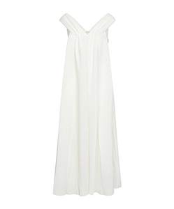 Pleated Bardot Maxi Dress