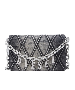 Diesel Charm-D Embellished Strap Denim Wallet