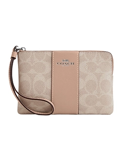 Corner Zip Wristlet In Signature Canvas With Stripe