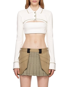 Polo-Collar Cotton Crop Top