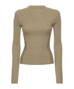 Rib Knit Wool Round Neck Sweater