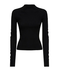 Rib Knit Wool Round Neck Sweater