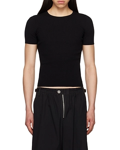 Ribbed-Knit Crew-Neck Top