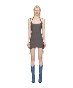 Ribbed-Knit Corset Mini Dress