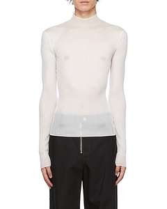 Ribbed-Knit Sheer Top
