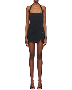 Rivet-Embellishment Cotton Mini Dress