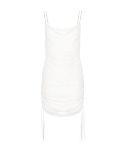 Semi-Sheer Draped Mini Dress