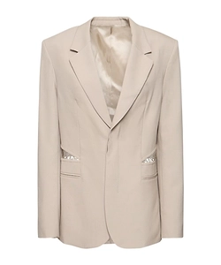 Single-Breasted Wool Interwoven Suit Jacket
