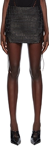 Snakeskin-Effect Leather Skirt