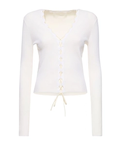 V-Neck Knitted Sweater With Tie
