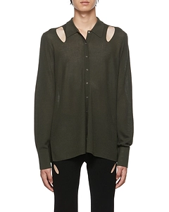 Wool-Blend Rib Pointelle Shirt