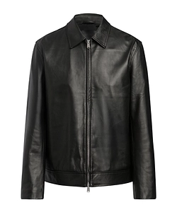 Long-Sleeved Leather Jacket