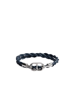 Cd Icon Woven Leather Double Bracelet