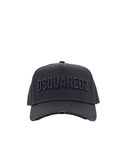 Dsquared2 Logo-Embroidered Curved Peak Distressed Baseball Cap
