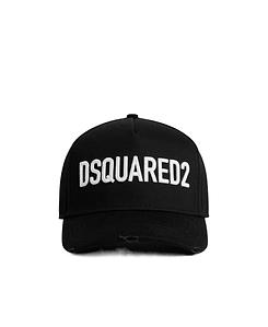 Dsquared2 Logo-Embroidered Curved Peak Distressed Baseball Cap
