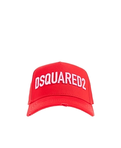 Dsquared2 Logo-Embroidered Curved Peak Distressed Baseball Cap