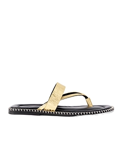Dries Van Noten Metallic Triple-Strap Flip-Flops