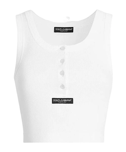 Dolce & Gabbana Logo Patch Ribbed Tank Top