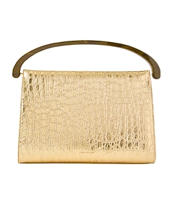 Metal Crocodile-Patterned Leather Shoulder Bag