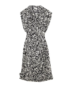 Ruffle Print Midi Wrap Dress