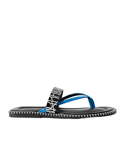 Whipstitched Croc-Effect Leather Sandals