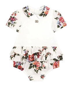 Dolce & Gabbana Kids Ruffled Floral Printed Babygrow