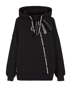 Rhinestone-Embellished Logo-Tape Hoodie