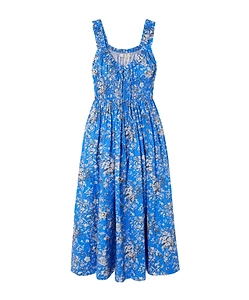 Pleated Printed Midi Dress