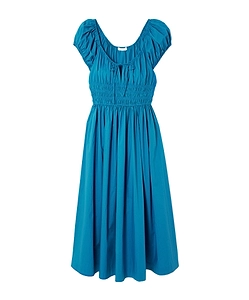 Tie-Waist Pleated Midi Dress