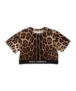 Girl's Leopard Print Cropped T-Shirt