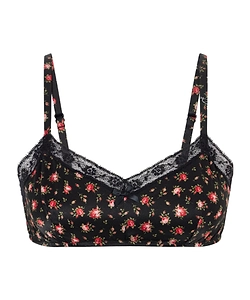 Floral-Print Lace Bra