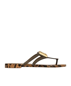 Leopard-Print Logo Flip-Flops