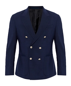 Eleventy Peak-Lapel Double-Breasted Blazer
