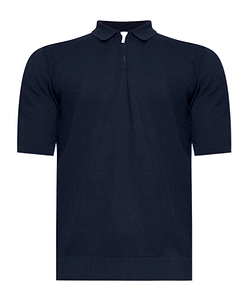 Eleventy Half Zip Short Sleeve Knitted Sweater