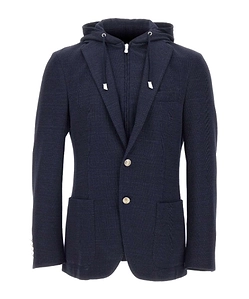 Eleventy Single Breasted Hooded Bib Blazer