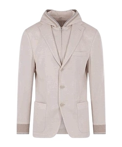 Eleventy Detachable Bib Hooded Blazer