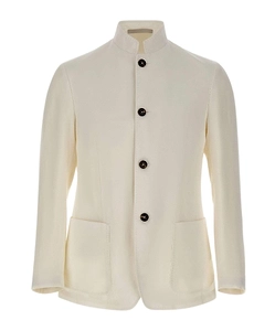 Eleventy Stand Collar Buttoned Blazer