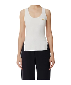 Elisabetta Franchi Breast Pocket Micro-Ribbed Tank Top