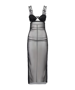 Stretch Tulle Mid-Length Dress