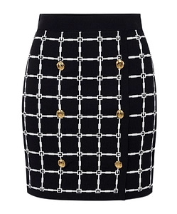 Elisabetta Franchi Logo Jacquard Button Detailed Mini Skirt