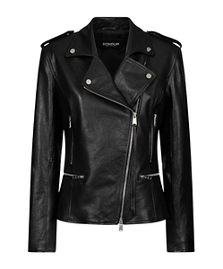 Dondup Asymmetric Zip Leather Biker Jacket