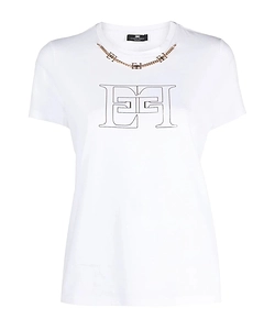 Elisabetta Franchi Logo Detailed Crewneck T-Shirt